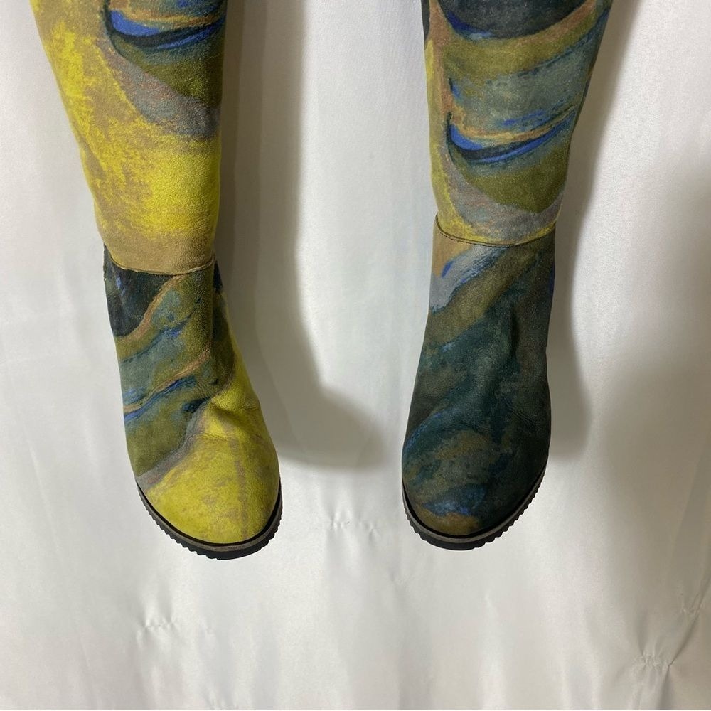 UGG x Tschabalala Self Over-the-Knee Suede Wedge Boots Blue Yellow Portrait - Picture 3 of 15